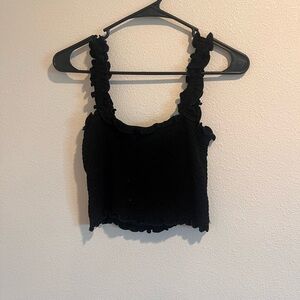 Black Ruffled Crop Top